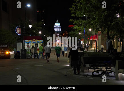 Madison, WI USA. Jul 2018. Wisconsin State Capitol de nuit. Banque D'Images