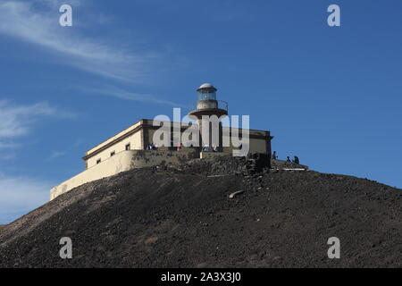 Phare Punta Martino sur l'île de Lobos, Fuerteventura, Espagne Banque D'Images