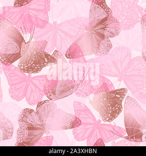 Aquarelle monochrome abstrait butterflies background. Profil de transparente à la mode papillon volant en silhouette avec effet de dégradé brillant. Artistiques Banque D'Images