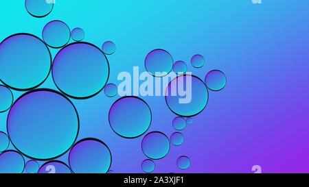 Résumé fond violet bleu. Texture organique de bulles dans l'eau huile Banque D'Images