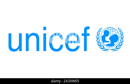 UNISEF (United Nations International Children's Emergency Fund) par l'ONU, logotype Banque D'Images