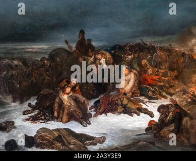 La retraite de l'Armée de Napoléon à partir de la Russie en 1812 par Ary Scheffer (1795-1858), huile sur toile, 1826 Banque D'Images