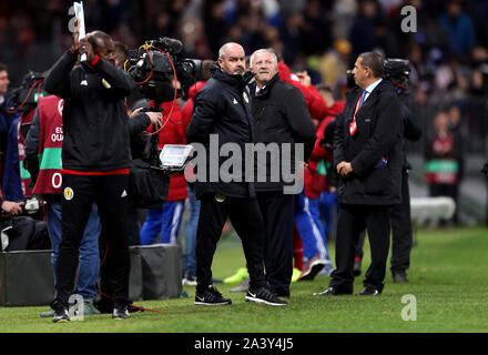 L'Écosse manager Steve Clarke après l'UEFA Euro 2020, qualification groupe I match au stade Luzhniki de Moscou. Banque D'Images