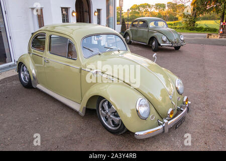 Claqué abaissé light green classic 1960 Volkswagen Beetle Banque D'Images