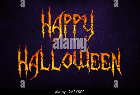 Happy Halloween creepy spooky texte sur fond gris foncé pour les cartes de vœux Banque D'Images