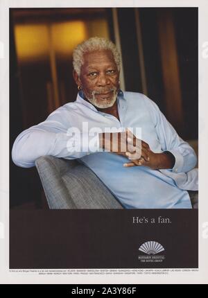 Affiche publicitaire de l'hôtel Mandarin Oriental dans un magazine de 2014, il est fan de Morgan Freeman, publicité, campagne publicitaire créative 2010 Banque D'Images