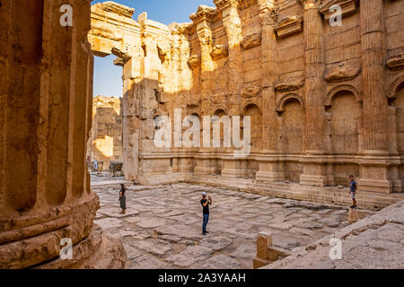 L'intérieur, Temple de Bacchus, Baalbeck, vallée de la Bekaa, au Liban Banque D'Images