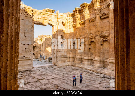 L'intérieur, Temple de Bacchus, Baalbeck, vallée de la Bekaa, au Liban Banque D'Images