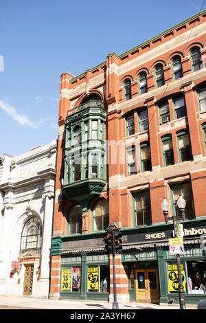 Le bâtiment historique, Hildreth structure commerciale au 45 rue Franklin à Lowell, Massachusetts, États-Unis. Banque D'Images