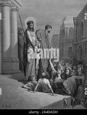 La Passion de Jésus. Le Christ présenté au peuple (Jean 19:15). La gravure. Illustration de la Bible par Gustave Dore. 19e siècle. Banque D'Images