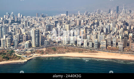 Beyrouth, vue aérienne de la ville - Liban Banque D'Images