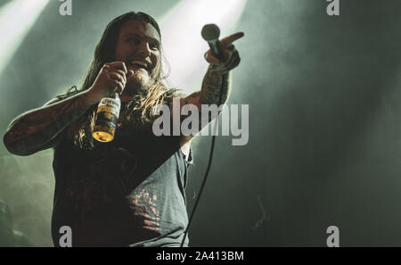 Elseneur, Danemark. 1er mars 2019. La mort et des groupes danois Hatesphere bande effectue un concert live à Kulturvaerftet à Elseneur. Ici le chanteur Esben Hansen est vu sur scène. (Photo crédit : Gonzales Photo - Nikolaj Bransholm). Banque D'Images