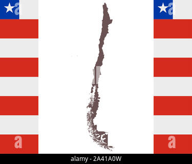 La carte du Chili sur l'arrière-plan avec un drapeau Banque D'Images