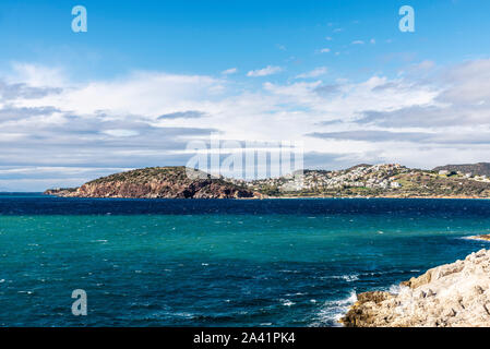 Aperçu de la côte de l'attique de l'Est du cap Sounion, en Grèce Banque D'Images