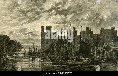 'Carnarvon Castle', 1898. Château de Caernarfon classé Grade I sur le détroit de Menai datant de fin 11ème siècle a eu lieu par des royalistes pendant la guerre civile anglaise. À partir de "notre propre pays, Volume II". [Cassell et Company, Limited, Londres, Paris &AMP ; Melbourne, 1898] Banque D'Images