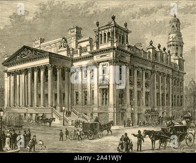 "Le Royal Exchange', 1898. Le Royal Exchange trading et hall, bâtiment classé Grade II à Manchester, en Angleterre, en coton pour les importateurs et les courtiers. À partir de "notre propre pays, Volume III". [Cassell et Company, Limited, Londres, Paris &AMP ; Melbourne, 1898] Banque D'Images