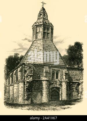 'L'Abbé's Kitchen", 1898. L'Abbé's Kitchen, Glastonbury, une cité médiévale du 14ème siècle cuisine octogonale à Glastonbury Abbey, le Somerset est et classé Grade I a également servi de réunion Quaker house. À partir de "notre propre pays, Volume VI". [Cassell et Company, Limited, Londres, Paris &AMP ; Melbourne, 1898] Banque D'Images