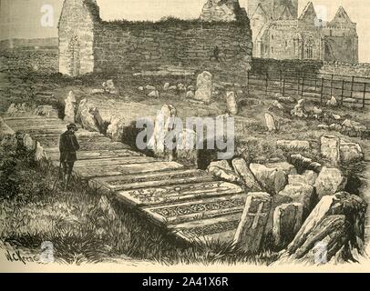 'Tombeaux des Rois, la Chapelle Saint Oran, et Iona Cathédrale", 1898. Iona, l'un des plus anciens centres religieux chrétiens en Europe de l'Ouest a été le lieu de sépulture des rois de Dal Riata et est un lieu de pèlerinage populaire. À partir de "notre propre pays, Volume VI". [Cassell et Company, Limited, Londres, Paris &AMP ; Melbourne, 1898] Banque D'Images