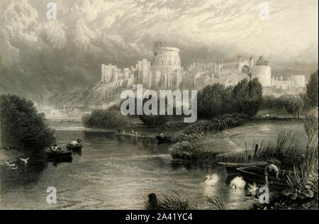 'Le Château de Windsor", c1870. Windsor château construit au 11ème siècle après l'invasion normande de l'Angleterre par Guillaume le Conquérant. À partir de "l'Europe pittoresque - Les îles Britanniques, Tome I". [Cassell, Petter &AMP ; Galpin, Londres, c1870] Banque D'Images