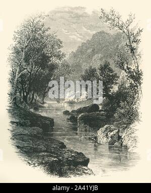 "La vallée de la Wharfe', c1870. Wharfedale vallée dans le Yorkshire Dales sur la rivière Wharfe. À partir de "l'Europe pittoresque - Les îles Britanniques, Tome I". [Cassell, Petter &AMP ; Galpin, Londres, c1870] Banque D'Images