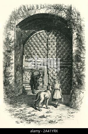 'Gate à Chepstow', c1870. Embarquement au château de Chepstow. À partir de "l'Europe pittoresque - Les îles Britanniques, Tome II". [Cassell, Petter &AMP ; Galpin, Londres, c1870] Banque D'Images