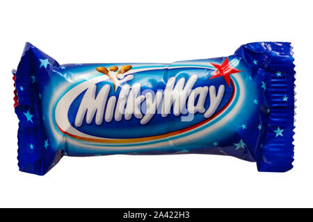 Barre de chocolat MilkyWay Milky Way, barre de chocolat, isolé sur fond blanc Banque D'Images