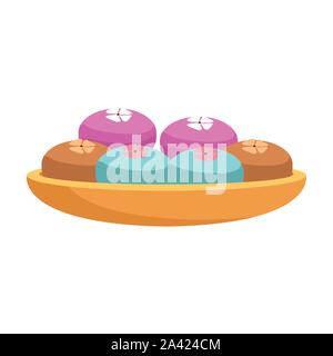 Bol avec gâteaux, modèle plat Illustration de Vecteur