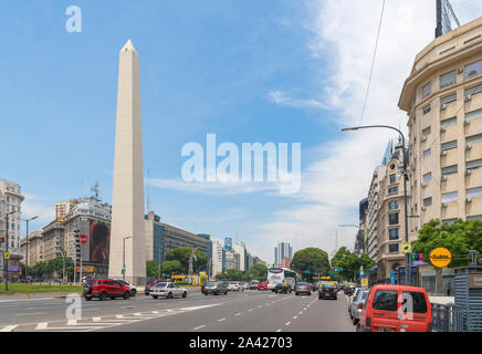 L'Obelisco (obélisque), Plaza de la Republica, Avenida 9 de Julio, Buenos Aires, Argentine Banque D'Images