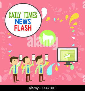 L'écriture de texte Word Daily Times News Flash. Photo d'affaires présentant une réponse rapide aux actions est arrivé à l'article cours e-mail SMS Marketing Médias Audienc Banque D'Images
