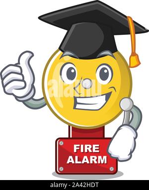 L'obtention du diplôme avec l'isolé d'alarme incendie mascot Illustration de Vecteur