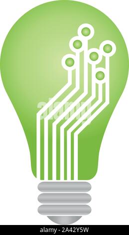 Lampe, feuille, puce, Circuit Board, l'informatique verte, Logo Illustration de Vecteur