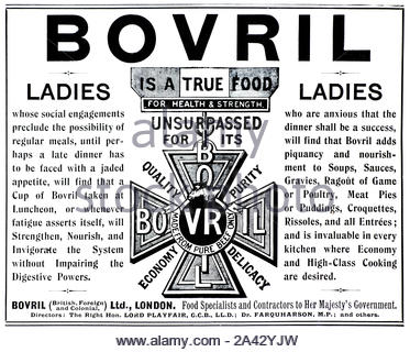 L'époque victorienne, boeuf Bovril boire, vintage advertising de 1897 Banque D'Images