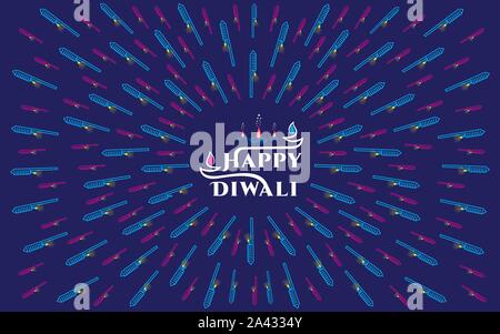 Creative happy diwali festival de lumière colorée, design accueil zoom out cracker background Illustration de Vecteur