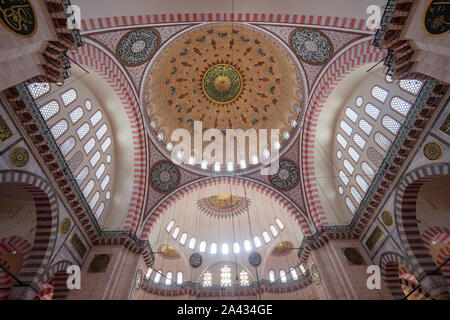 L'intérieur, Mosquée de Suleymaniye, Istanbul, Turquie Banque D'Images