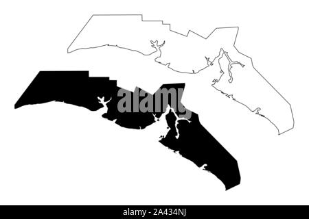 Ville et quartier de Yakutat, Alaska (quartiers et secteurs de recensement en Alaska, États-Unis d'Amérique,USA, États-Unis, US) map vector illustration, scribble sk Illustration de Vecteur