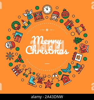Joyeux noël médias sociaux coloré modèle de page Illustration de Vecteur