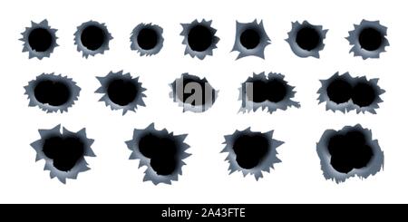 Des traces d'un coup de fusil de trous de balle dans un fond de métal Illustration de Vecteur
