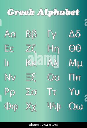 Alphabet grec vecteur avec les lettres majuscules et minuscules Illustration de Vecteur