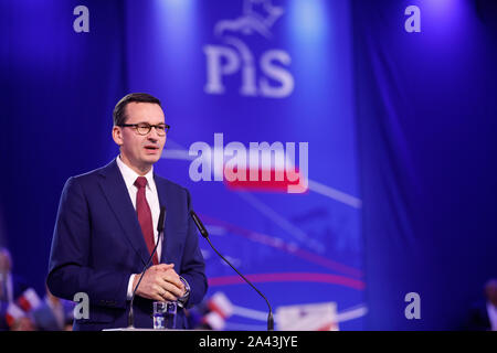 Chelm, Pologne. 11Th Oct 2019. Premier Ministre de la Pologne au dernier Morawiecki Mateusz convention du parti au pouvoir PiS dans la campagne des élections parlementaires. Photo : JP JP Crédit : noir/noir fil ZUMA/Alamy Live News Banque D'Images