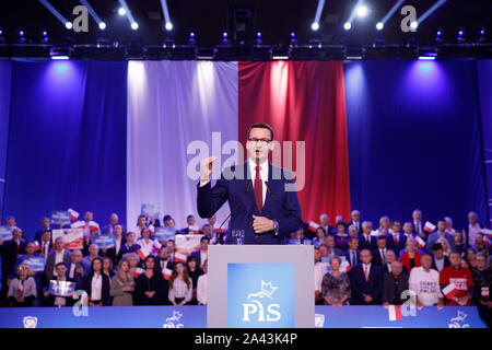 Chelm, Pologne. 11Th Oct 2019. Premier Ministre de la Pologne au dernier Morawiecki Mateusz convention du parti au pouvoir PiS dans la campagne des élections parlementaires. Photo : JP JP Crédit : noir/noir fil ZUMA/Alamy Live News Banque D'Images