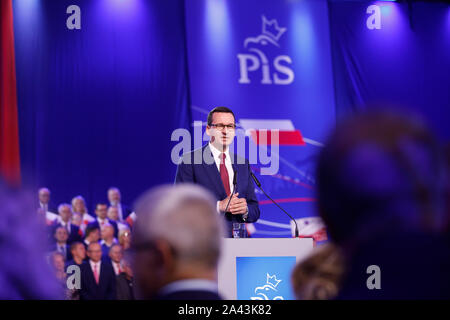 Chelm, Pologne. 11Th Oct 2019. Premier Ministre de la Pologne au dernier Morawiecki Mateusz convention du parti au pouvoir PiS dans la campagne des élections parlementaires. Photo : JP JP Crédit : noir/noir fil ZUMA/Alamy Live News Banque D'Images