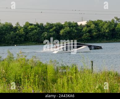 La carrière Cable Park est un établissement de la planche à Crystal Lake, Illinois, USA. Banque D'Images