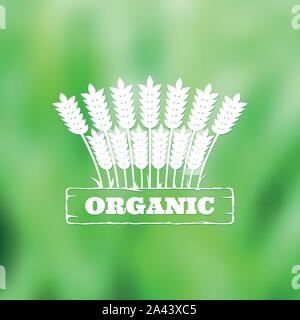 Étiquette vintage naturel sur l'arrière-plan flou Illustration de Vecteur