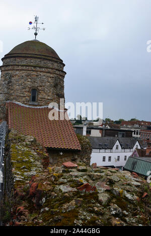 Vue depuis le toit du château de Colchester, visite guidée des parties que vous ne voyez pas autrement. Colchester, Essex, Royaume-Uni Banque D'Images