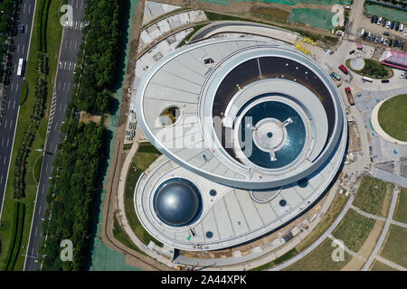 Vue aérienne de la nouvelle Shanghai Science and Technology Museum de Lingang zone, Shanghai, Chine, le 6 août 2019. Chine Mardi (6 août 20 Banque D'Images