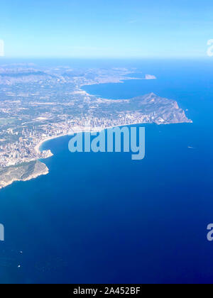 Vue aérienne d'Altea et Benidorm en Espagne Banque D'Images