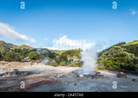 Hot springs, Fumarolas à Furnas, Açores, Portugal Banque D'Images