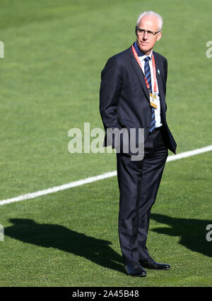 République d'Irlande l'entraîneur-chef Mike McCarthy inspecte le terrain avant l'UEFA Euro 2020 Groupe d match de qualification, à Boris Paichadze Stadium, Tbilissi. Banque D'Images