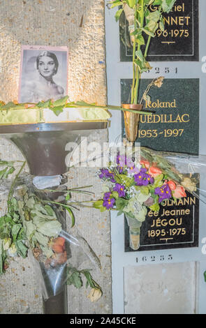 Tombe de Maria Callas, d'un columbarium au cimetière du Père Lachaise Banque D'Images