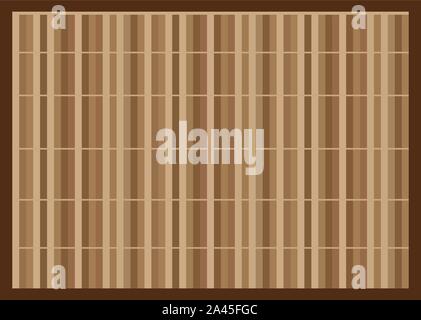 Tapis de bambou. Tableau asiatique est faite de bambou tressé. Japonais, Chinois table cloth. Réglage de la table de repas. Eco friendly place naturel mat.Vector Illustration de Vecteur